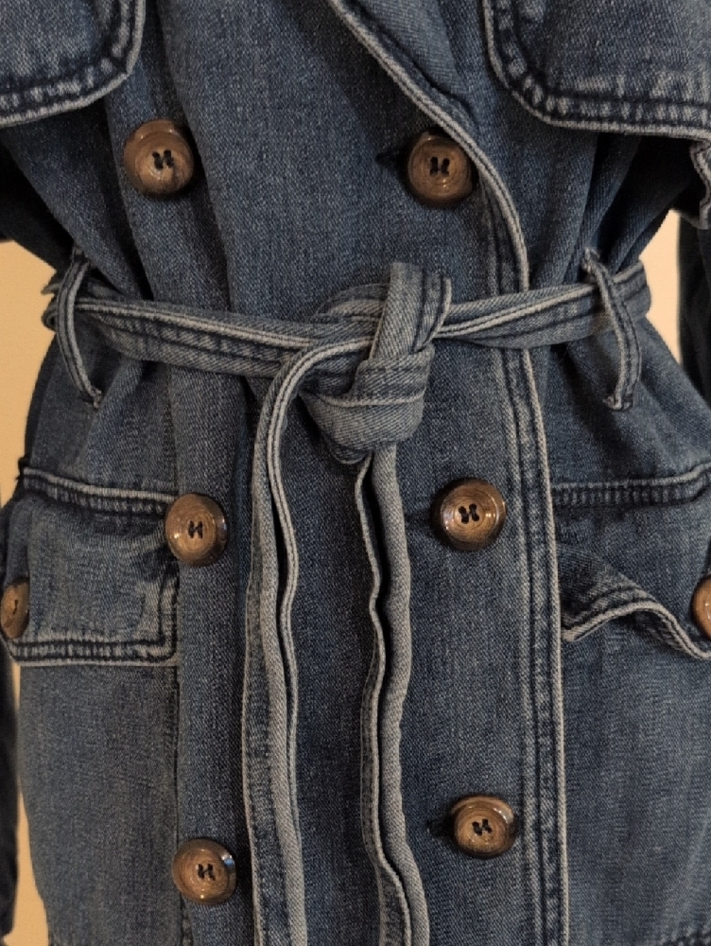 Forever 21 Dark Blue Denim Trench Coat with Belt - Picture 2 of 8